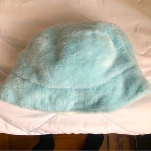 Blue Fuzzy bucket hat. Cute and on trend, perfect for spring/fall weather.